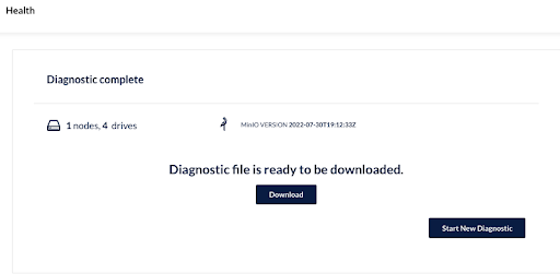 Results screen from diagnostic test in SUBNET