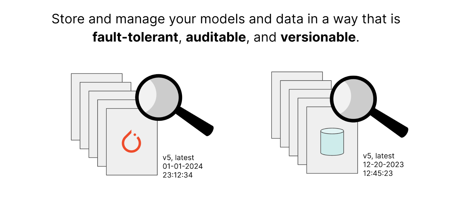 Store and manage your models and data in a way that is fault-tolerant, auditable, and versionable.